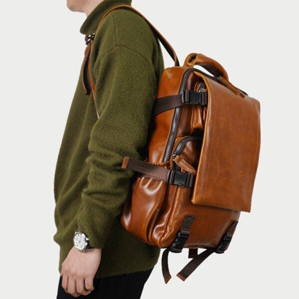 Herre Solid Casual Multifunktion Laptop Flap Rygsæk