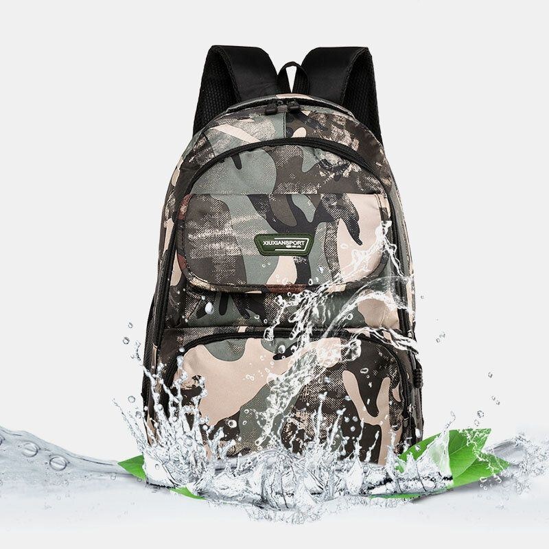 Herre Stor Kapacitet Camouflage Vandtæt Student Skoletaske 15.6 Tommer Laptop Taske Rejse Udendørs Rygsæk