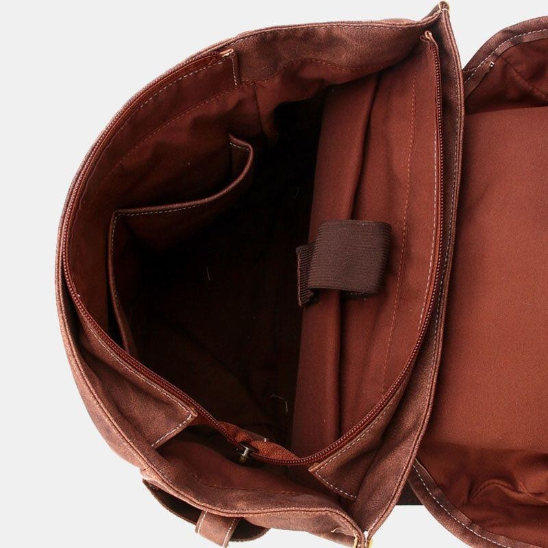 Herre Vintage Business Udendørs Stor Kapacitet Skole College Bogtaske Pu Læder Kontrast Farve 14 Tommer Laptop Taske