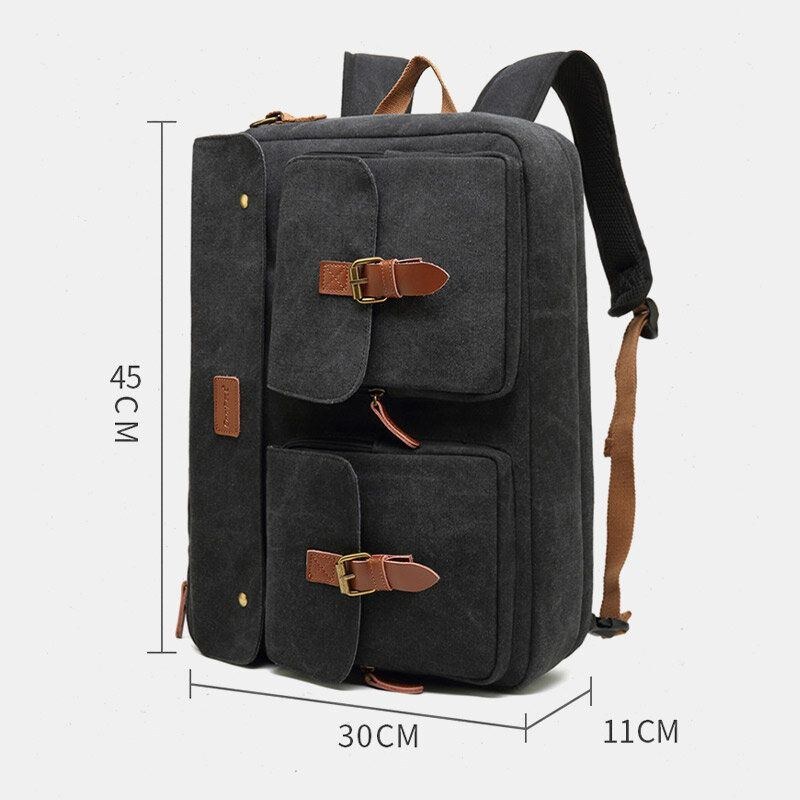 Herre Vintage Casual Canvas Stor Kapacitet 17 Tommer Laptop Taske Rygsæk Multi-pocket Crossbody Taske