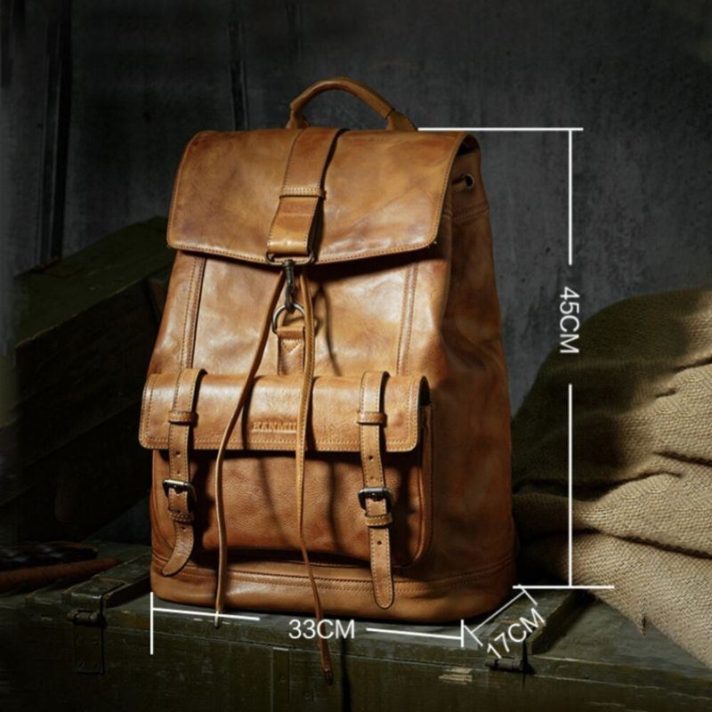 Herre Vintage Multifunktionel Rub Farve Kunstpels Stor Kapacitet Multi-lommer Casual Rygsække Håndtaske