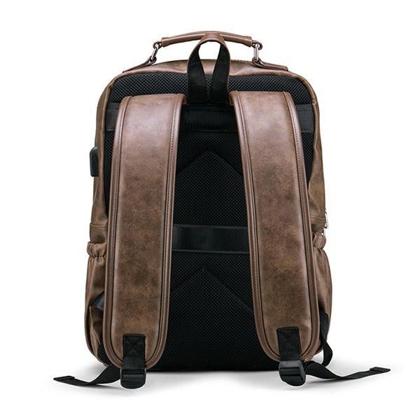 Imiteret Læder Laptoptaske Med Stor Kapacitet Rygsæk Til Mænd