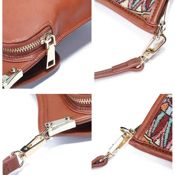 Bohemian Style Retro Canvas Blomstertryk Dame Telefontaske Skulder Crossbody Taske
