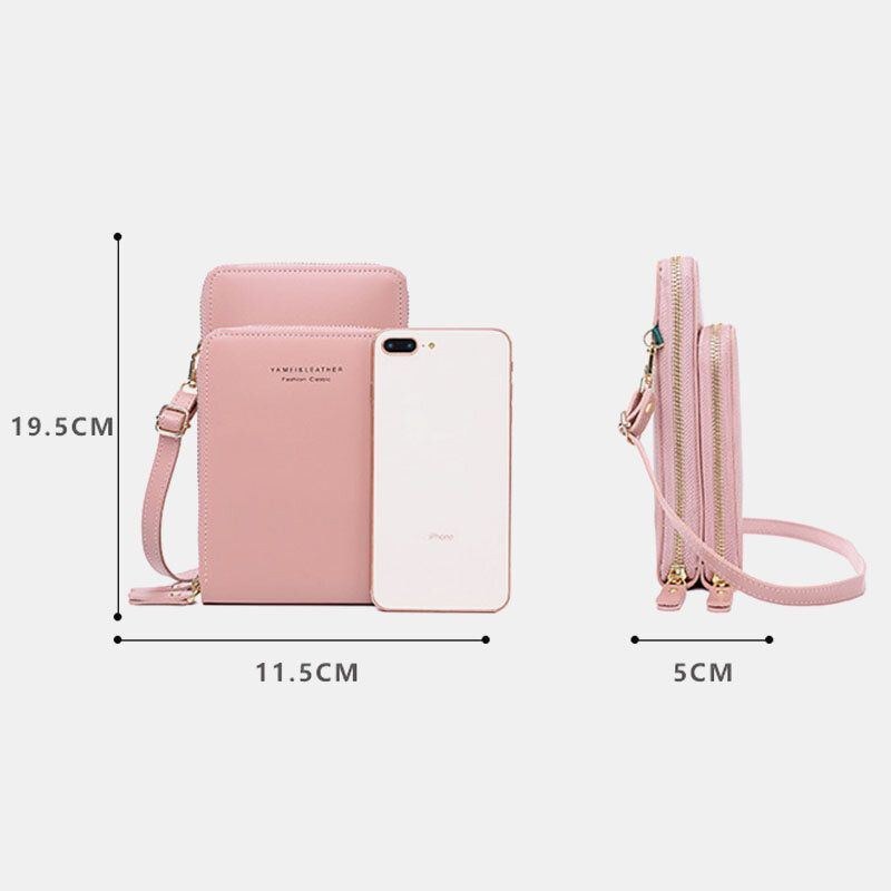 Dame 5 Card Slots Telefontaske Solid Crossbody Tasker