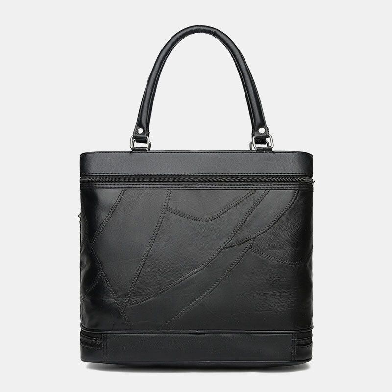 Dame Ægte Læder Geometrisk Mønster Farvematchende Vintage Håndtasker Med Stor Kapacitet Skuldertaske Crossbody Tasker