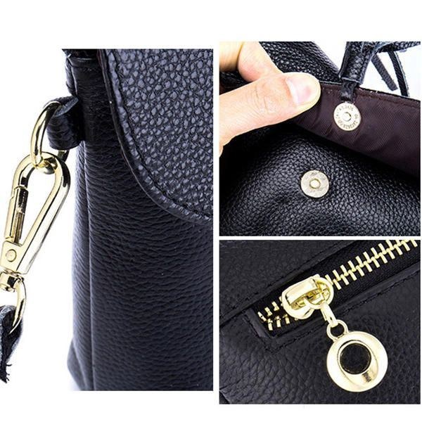 Dame Ægte Læder Kvast Mini Skuldertasker Vintage Hasp Crossbody Tasker 5.5 Tommer Telefontasker