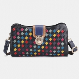 Dame Ægte Læder Patchwork Telefontaske Crossbody Taske Skuldertaske
