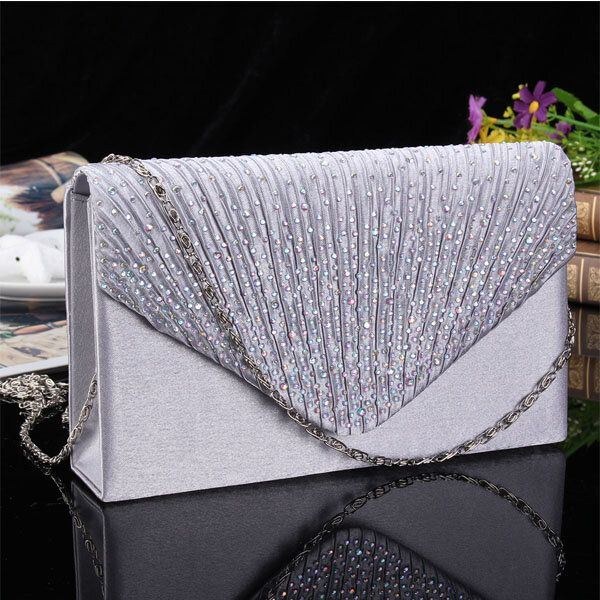 Dame Aften Brudepung Konvolut Flash Diamond Clutch Bærbar Skuldertaske Crossbody Taske