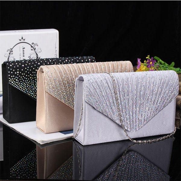 Dame Aften Brudepung Konvolut Flash Diamond Clutch Bærbar Skuldertaske Crossbody Taske