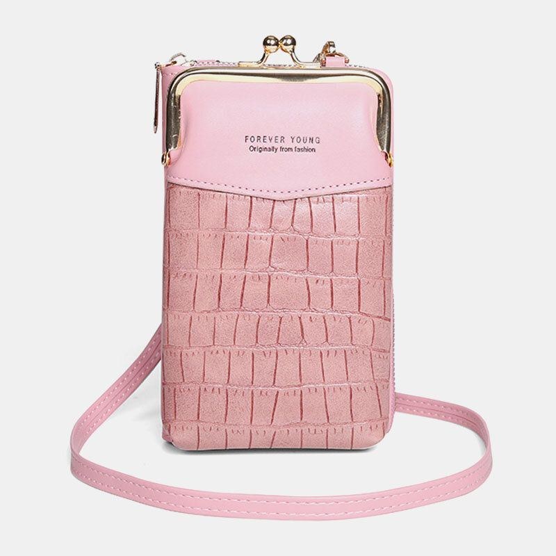 Dame Alligator Mønster Præget Lodret Stor Kapacitet Lynlås Tegnebog Bærbar 6.5 Tommer Telefontaske Skuldertaske Crossbody Taske