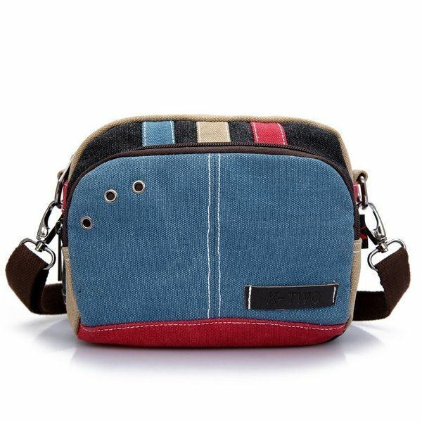 Dame Canvas Crossbody-tasker Kontrastfarve Casual Små Skuldertasker Messenger-tasker