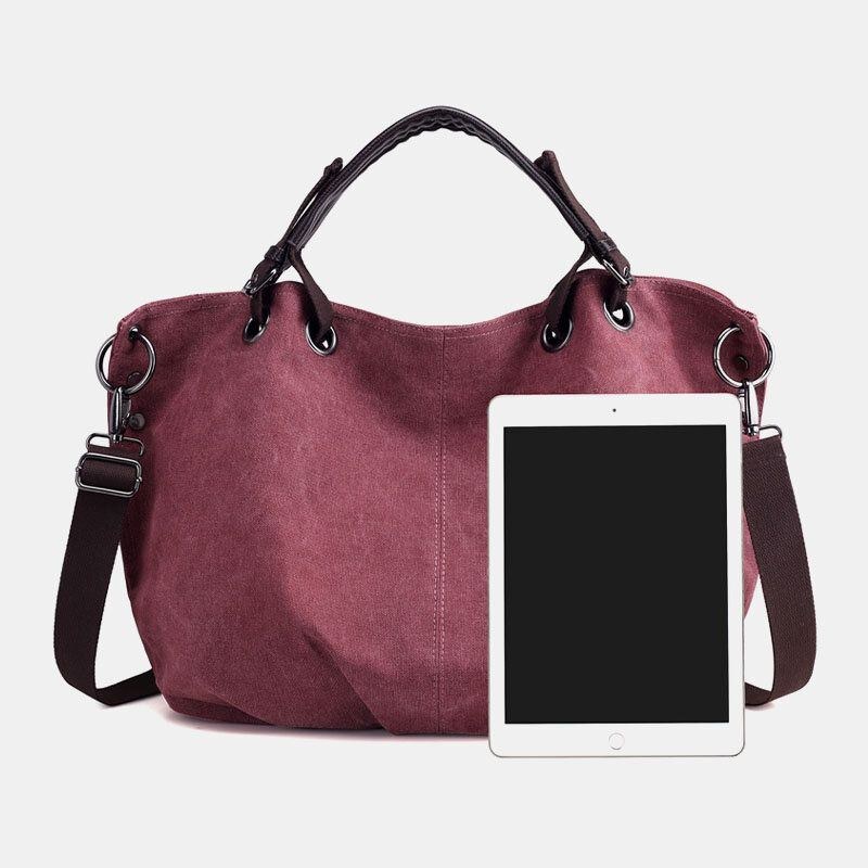 Dame Canvas Vintage Håndtaske Skuldertaske Til Udendørs