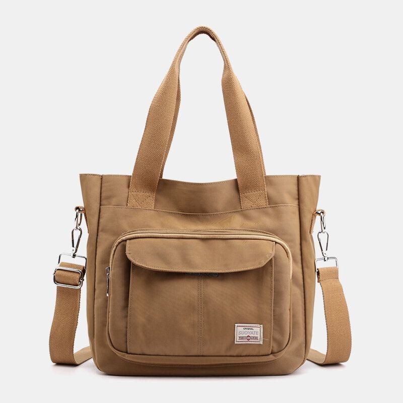 Dame Casual Letvægts Tote Solid Håndtaske Med Stor Kapacitet Crossbody-taske