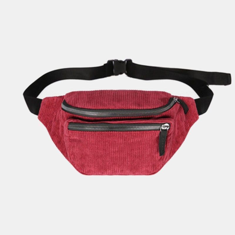 Dame Corduroy Retro Ensfarvet Casual Fashion Crossbody-taske Brysttaske Skuldertaske