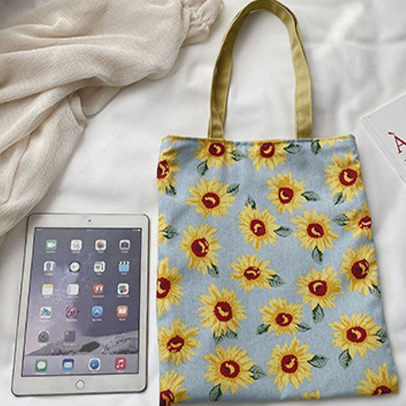 Dame Dotted Daisy Printet Tote Bag Håndtaske Skuldertaske
