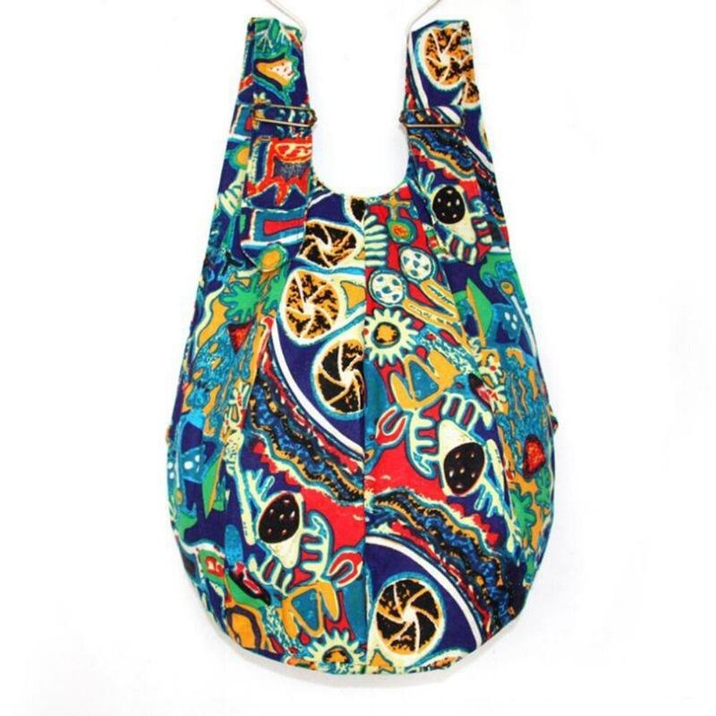 Dame Etnisk Canvas Patchwork Crossbody-taske