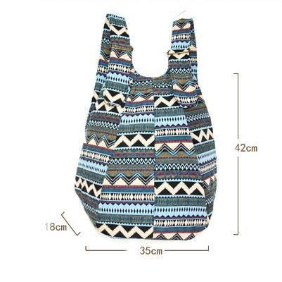 Dame Etnisk Canvas Patchwork Crossbody-taske