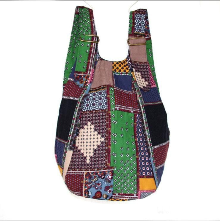 Dame Etnisk Canvas Patchwork Crossbody-taske