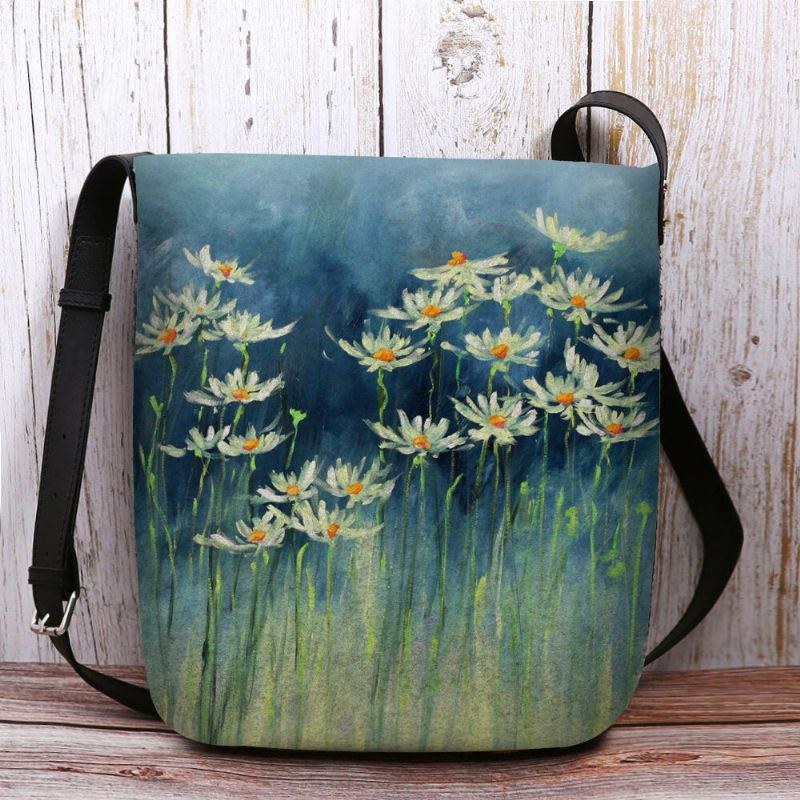 Dame Filt Blomster Mønster Prints Crossbody Bag Skuldertaske