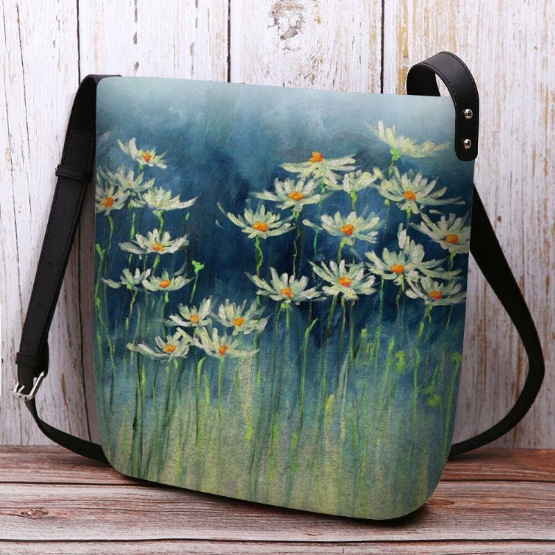 Dame Filt Blomster Mønster Prints Crossbody Bag Skuldertaske