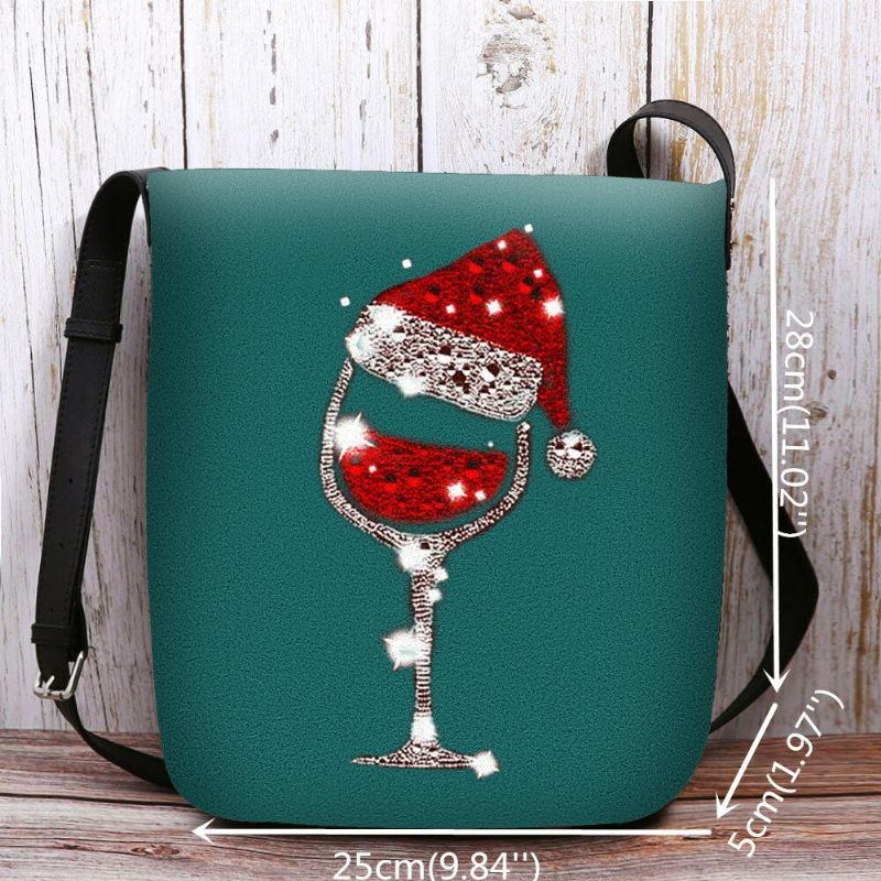 Dame Filt Dame Jul Hat Glas Cup Casual Outdoor Crossbody Taske Skuldertaske
