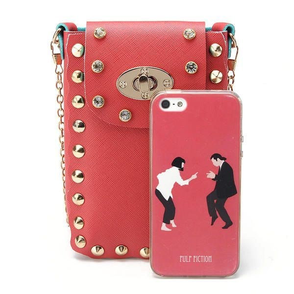 Dame Kædenitte Skuldertasker Lås 6.5 Tommer Telefontasker Case Crossbody Tasker