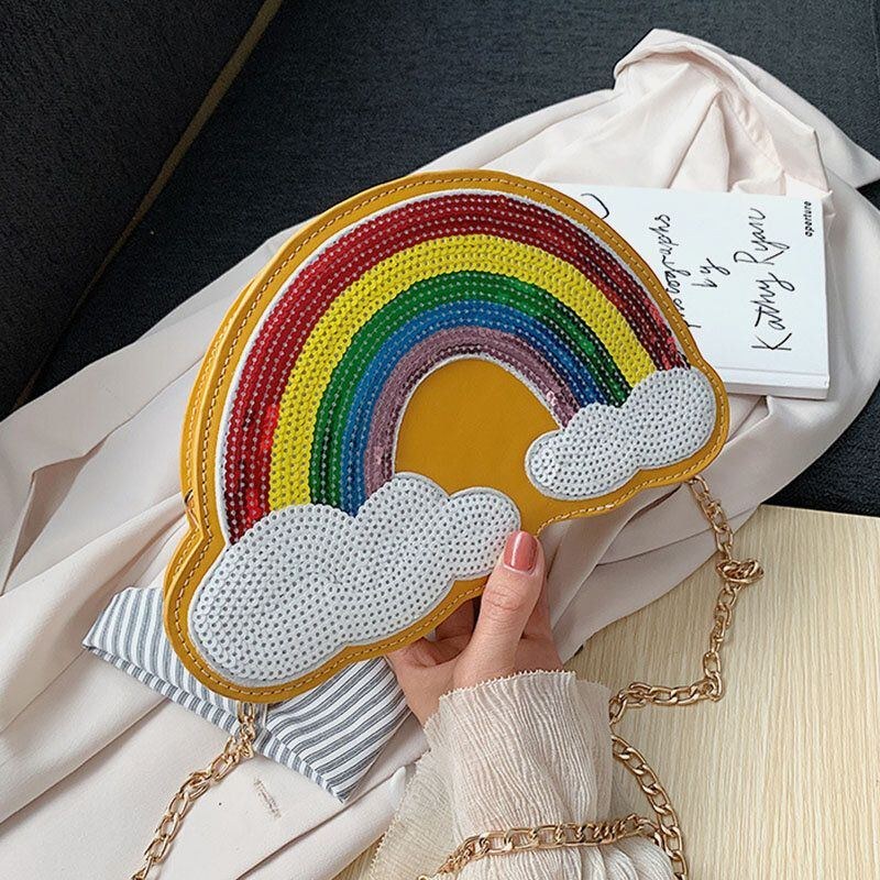 Dame Kreativ Unik Skyform Pailletter Kontrast Farve Sjov Skuldertaske Cross Body Taske