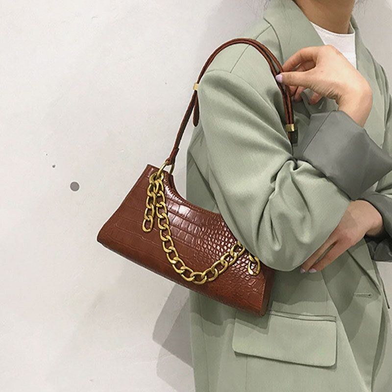 Dame Krokodillemønster Elegant Kæde Skuldertaske Crossbody Taske