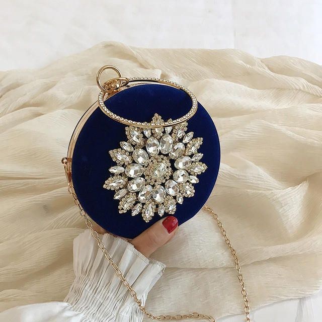 Dame Lille Taske Til Kvinder New Fashion Rhinestones Wild Shoulder Bag Chain Slung Small Rund Taske Daglig Fest