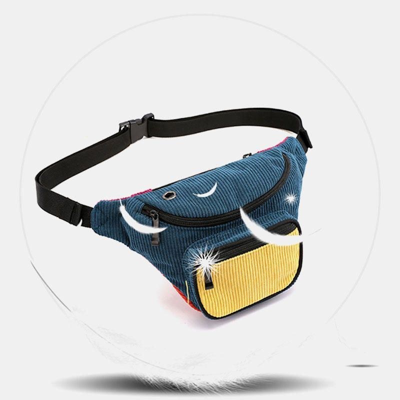 Dame Mænd Mode Flerfarvet Taljetaske Skuldertaske Brysttaske Crossbody-taske Med Hovedtelefonport