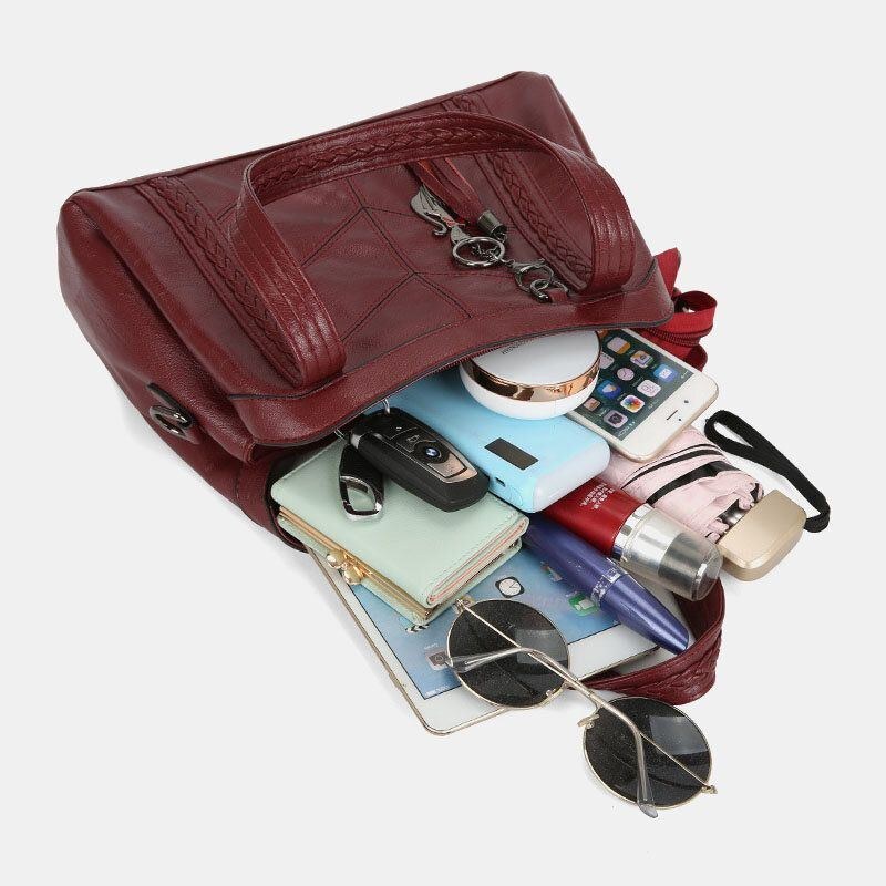 Dame Med Flere Lommer Flere Rum Kvast Crossbody-taske Retro Stor Kapacitet Tote Skuldertaske Håndtaske
