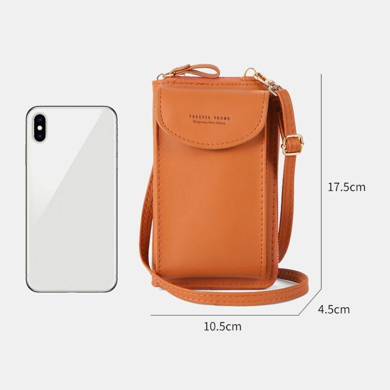 Dame Mini Vild Lang Pu Læderpung Casual 6.3 Tommer Telefontaske Skuldertaske Crossbody Taske