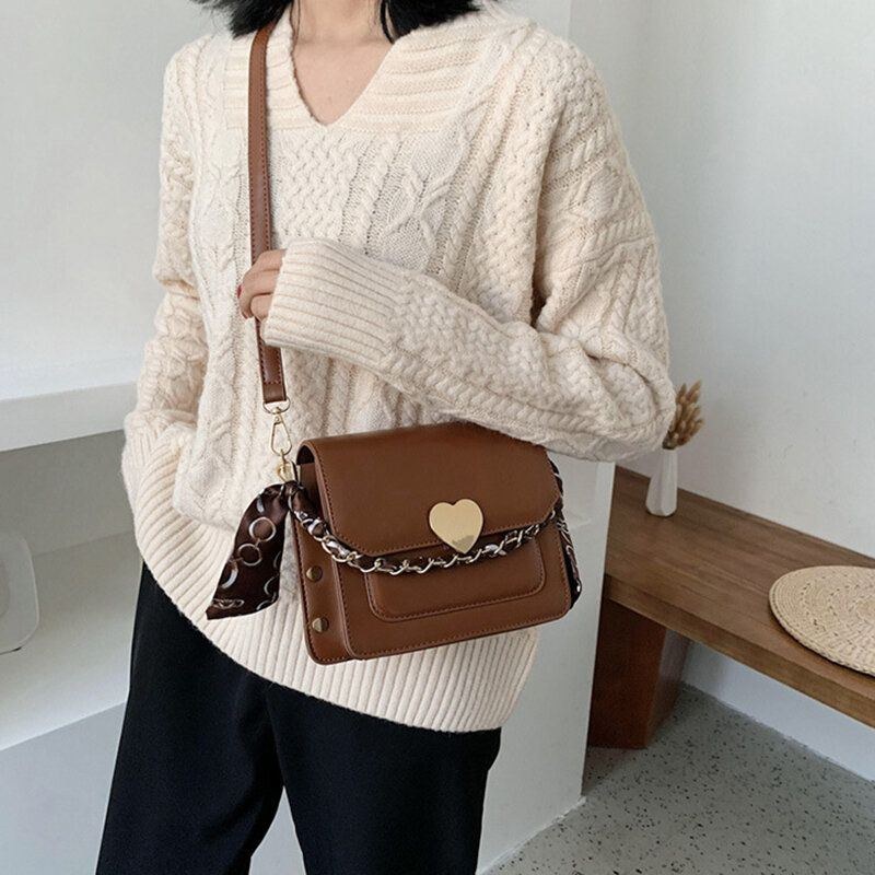 Dame Mode Bånd Lynlås Imiteret Læder Casual Crossbody Taske Skuldertaske