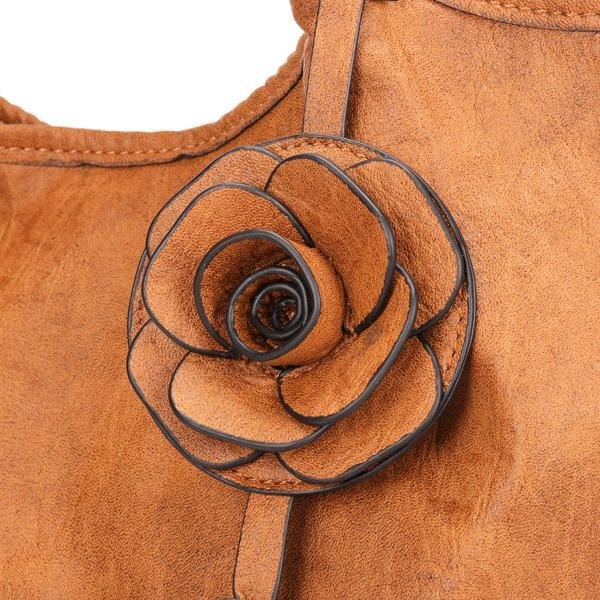 Dame National Style Retro Floral Skulder Crossbody Bag Håndtaske Med Stor Kapacitet