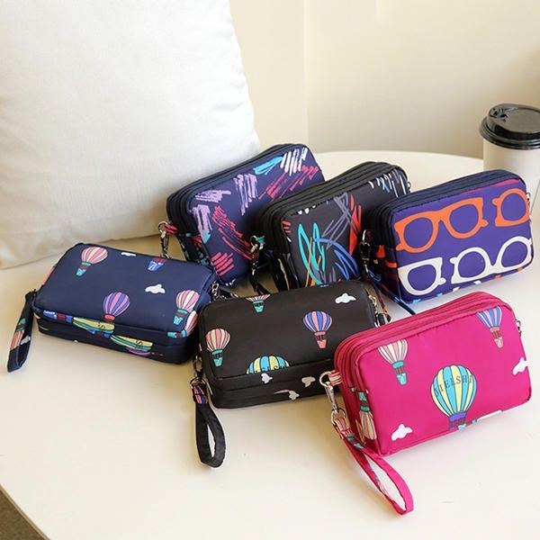 Dame Nylon Farverig Multi-level Casual Wallet Skuldertaske