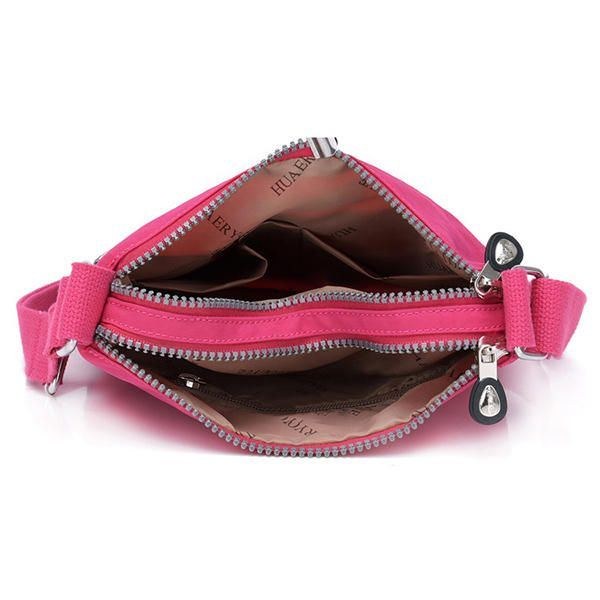 Dame Nylon Multi-pocket Fritid Crossbody Taske Solid Skuldertaske