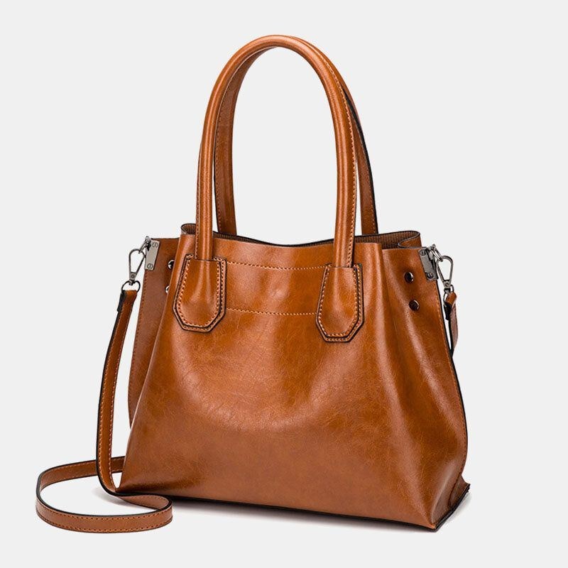 Dame Olievoks Håndtaske Med Stor Kapacitet Crossbody-taske Skuldertaske