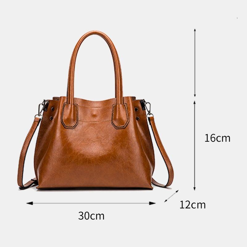 Dame Olievoks Håndtaske Med Stor Kapacitet Crossbody-taske Skuldertaske
