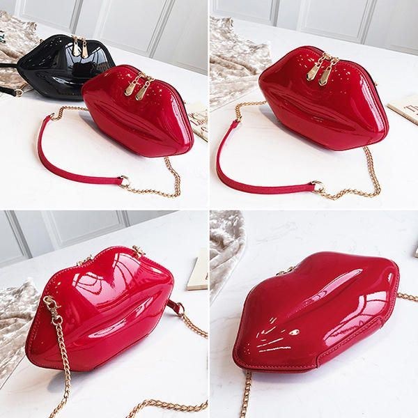 Dame Personlighed Læber Form Kæde Skuldertaske Crossbody Taske