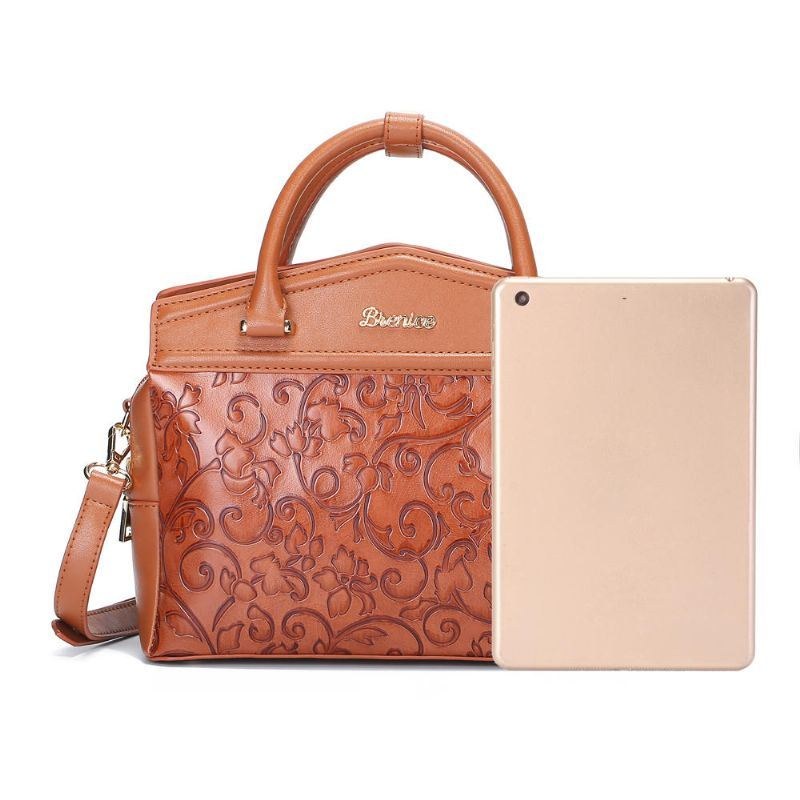 Dame Præget Håndtaske Vintage Blomster Kinesisk Skulder Crossbody Taske