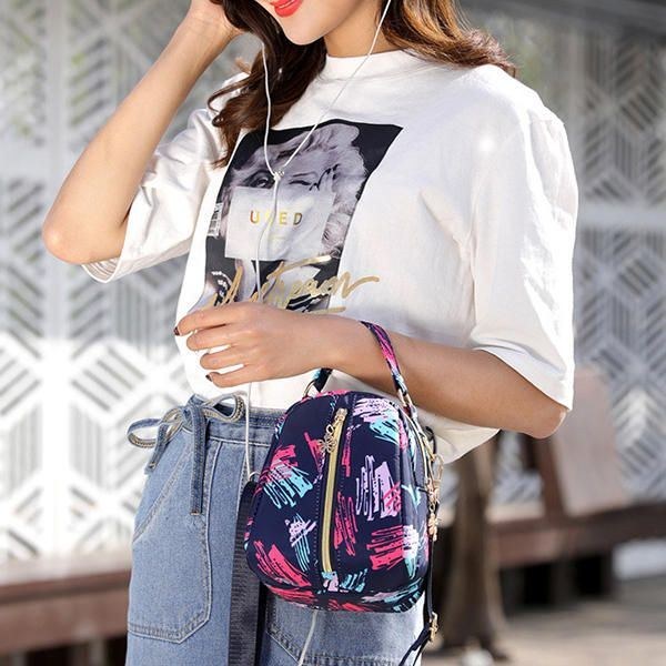 Dame Print Nylon Casual Crossbody Taske Letvægts Skuldertaske Håndtaske