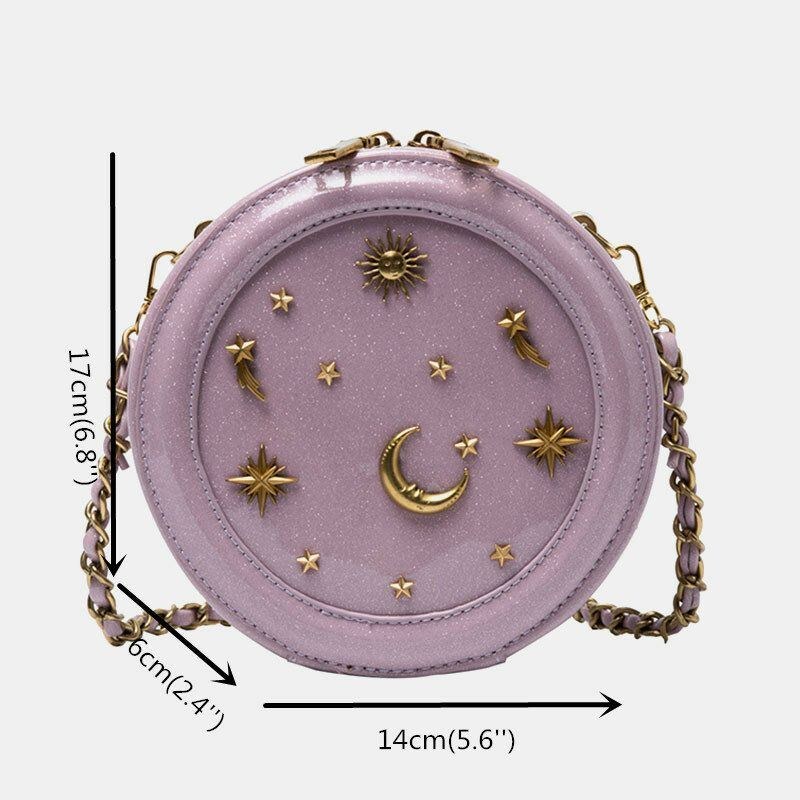 Dame Pu Chain Galaxy Rund Crossbody Taske