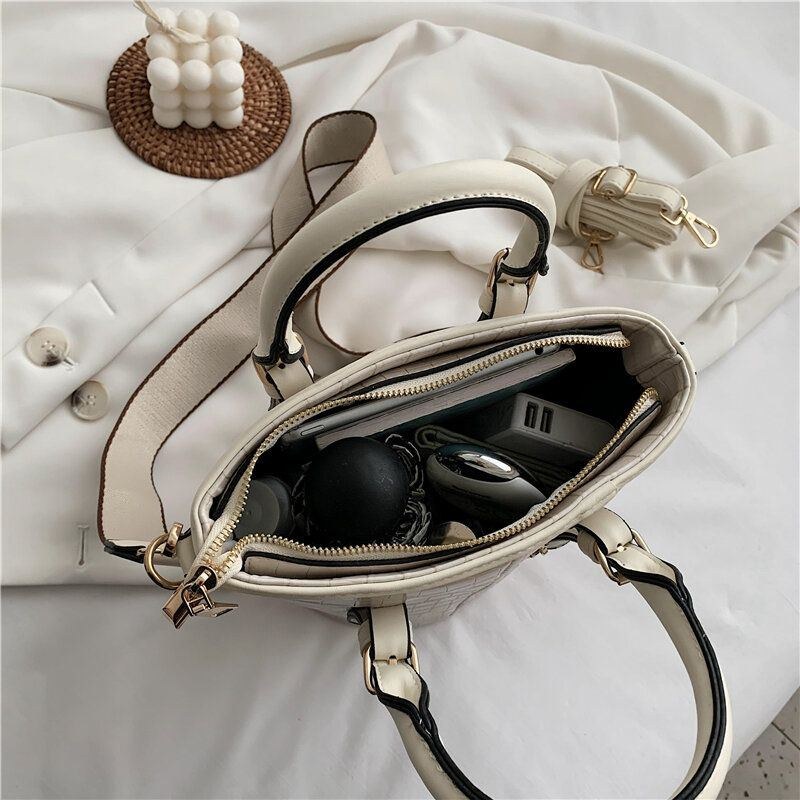 Dame Pu Læder Alligator Mønster Sting Casual Fashion Håndtaske Crossbody Taske