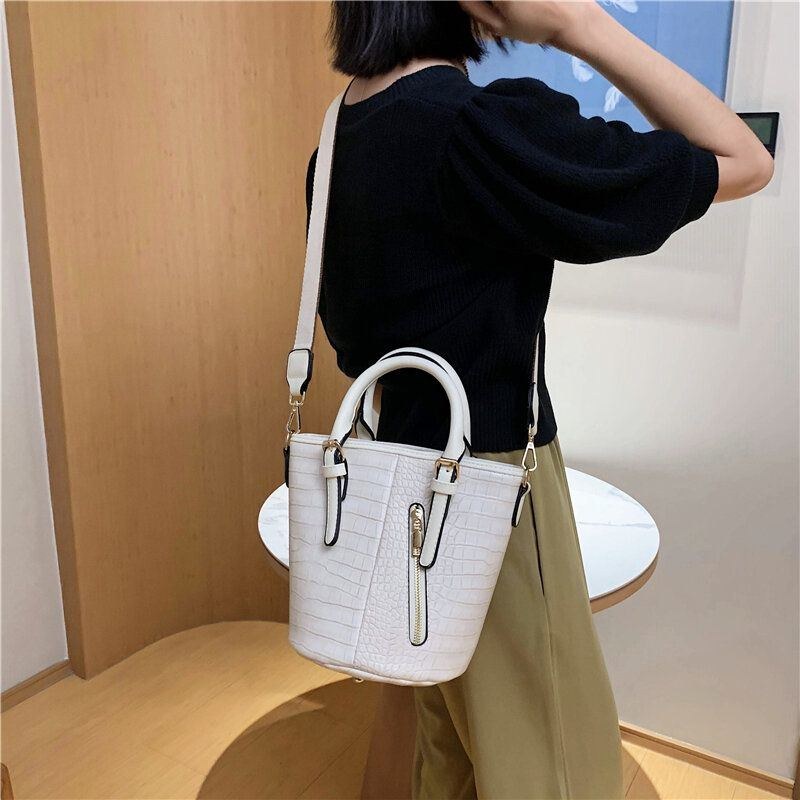 Dame Pu Læder Alligator Mønster Sting Casual Fashion Håndtaske Crossbody Taske