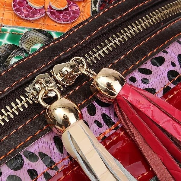 Dame Pu Læder Blomster Vintage Casual Crossbody Taske Skuldertaske
