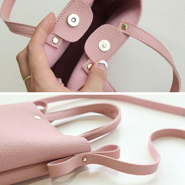 Dame Pu Læder Candy Color Lille Håndtaske Telefontaske Skuldertaske Crossbody Taske