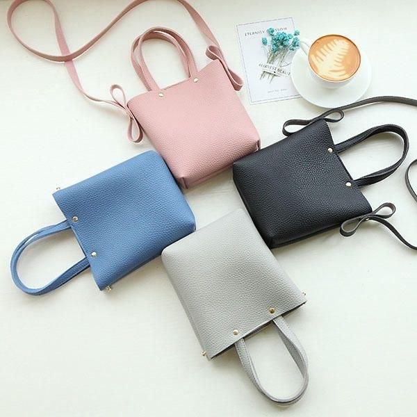 Dame Pu Læder Candy Color Lille Håndtaske Telefontaske Skuldertaske Crossbody Taske
