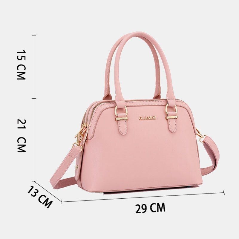 Dame Pu-læder Multi-rums Crossbody-tasker Med Stor Kapacitet Håndtaske Skuldertaske