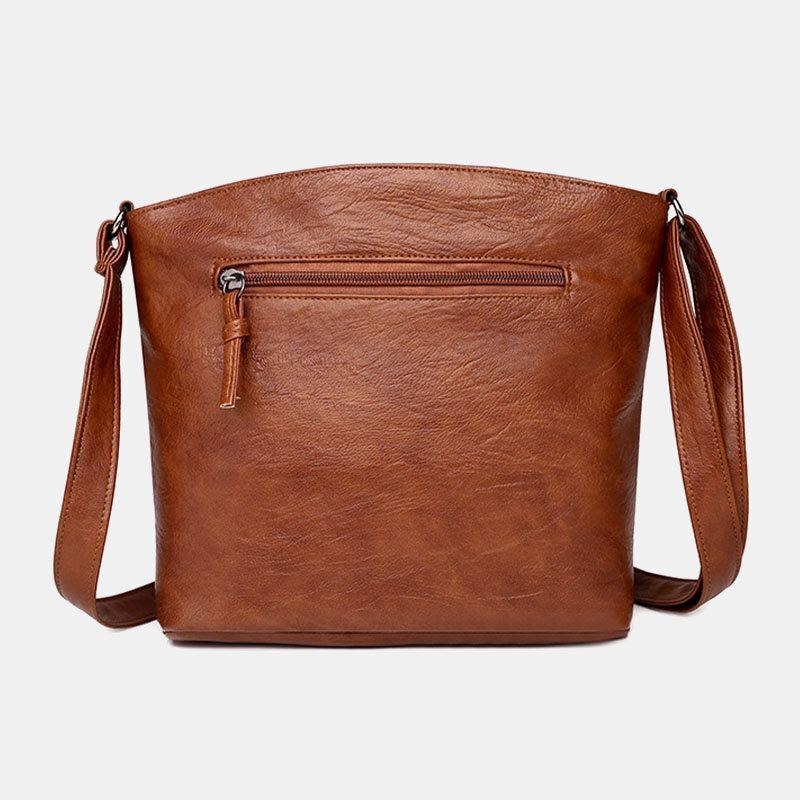 Dame Pu Læder Stor Kapacitet Retro 6.3 Tommer Telefontaske Med Flere Lommer Bløde Crossbody-tasker Skuldertaske