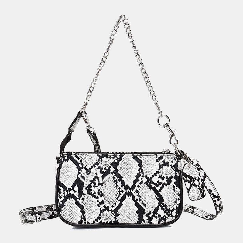 Dame Slange-skind Patternn Ensfarvet Casual Fashion Skuldertaske Cross Body Bag